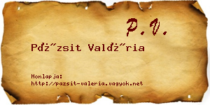 Pázsit Valéria névjegykártya